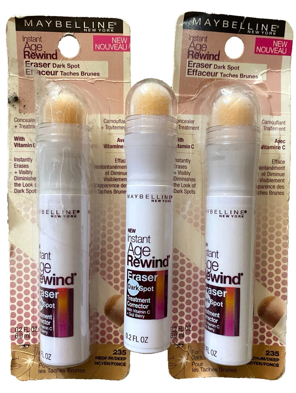 3-Pack: NEW Maybelline Instant Age Rewind Concealer in 235 Medium/Deep (Sealed)